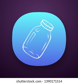 Glass jars app icon. Food conservation. Homemade jam, marmalade, honey storage. Empty canning jar. Preserve glassware. UI/UX user interface. Web or mobile application. Vector isolated illustration