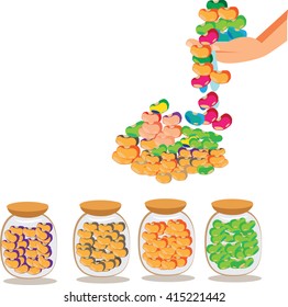 glass jars with beans