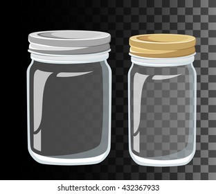 Glass Jars for canning and preserving. Vector Mason , set, isolated. 