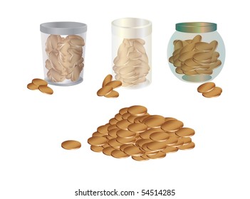 Glass jars with coins on