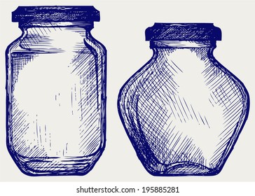 Glass jars. Doodle style