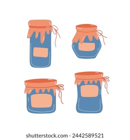 Glass jars illustrations set. Cute jars isolated on white background.