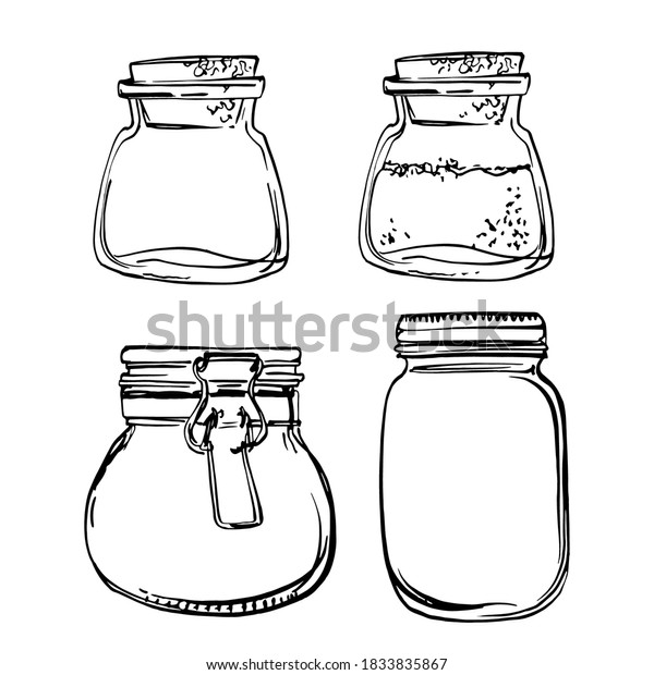 Glass Jars Lock Vector Sketch Food Stock Vector (Royalty Free ...