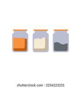 Glass jars with spices vector illustration. Cartoon drawing of containers with salt, pepper and turmeric or condiments for cooking isolated on white background. Kitchenware, household concept