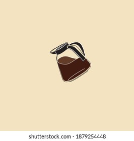 glass jug with coffee. icon. minimalism