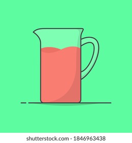 Glass Jug Of Fresh Juice Vector Icon Illustration. Pitcher With Juice Flat Icon