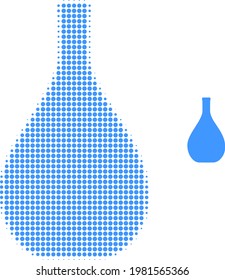 Glass jug halftone dot icon illustration. Halftone array contains circle points. Vector illustration of glass jug icon on a white background. Flat abstraction for glass jug symbol.