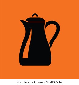 Glass jug icon. Orange background with black. Vector illustration.