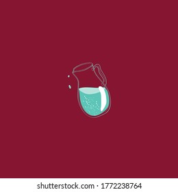 glass jug with lemonade. linear icon