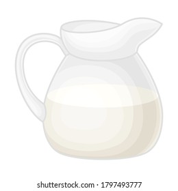 Glass Jug of Milk or Kefir as Dairy Product Vector Illustration