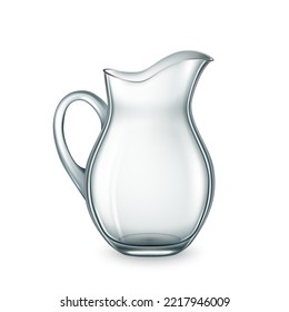 Glaskrug Milch realistische Vektorgrafik. Pitcher-Glas, Milchgetränk, frische gesunde Lebensmittel, Produktnahrung, flüssige natürliche Glassaftmilch 3d einzelne Illustration