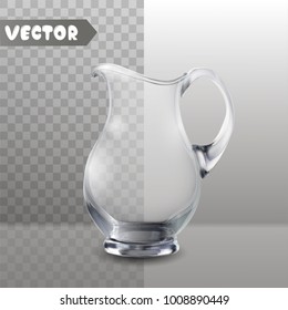 Glass jug on white and transparent background isolated vector illustration