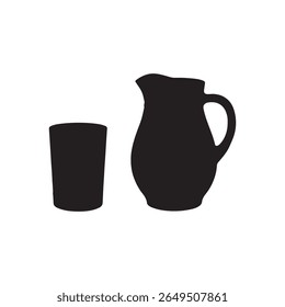 Glass and jug vector isolated on white background
