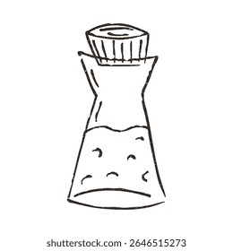 Garrafa de vidro de água, desenho animado doodle vetor ilustração isolado no fundo branco. Arte de contorno desenhada à mão com textura grunge. Conceito de café.