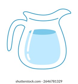 Glass jug with water flat illustration