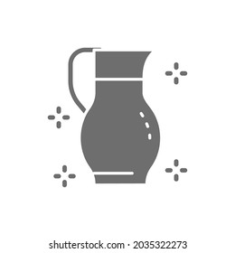 Glass jug with water grey icon. Isolated on white background