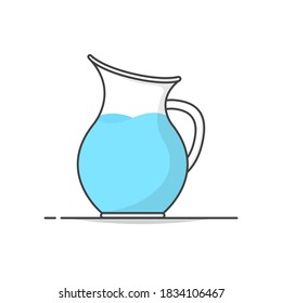 Glass Jug Of Water Vector Icon Illustration. Pitcher With Water Flat Icon