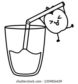 glass with juice apple fresh fruit kawaii character