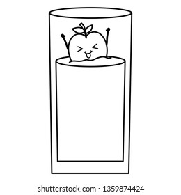 glass with juice apple fresh fruit kawaii character