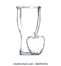 glass of juice and apple icon. organic and healthy drink theme. Isolated design. Vector illustration