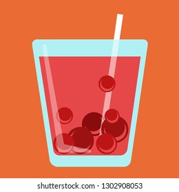 Glass of juice with berries vector icon illustration