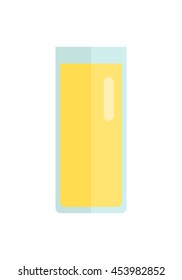 Glass with juice beverage vector in flat style design. Sweet summer drinks concept. Illustration for app icons, label, prints, logo, menu design, food infographics. Isolated on white background.