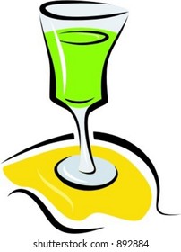 Vidrio con bebida de jugo.Ilustración vectorial