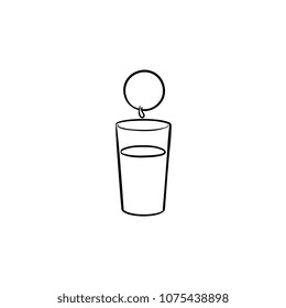 Glass of juice hand drawn outline doodle icon. Refreshing orange juice vector sketch illustration for print, web, mobile and infographics isolated on white background.