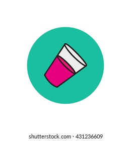 glass with juice icon. pink glass vector.