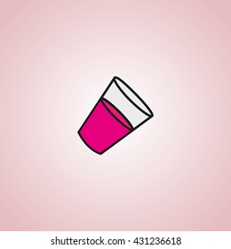 glass with juice icon. pink glass vector.