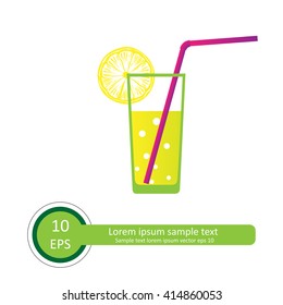 Glass of juice icon, vector