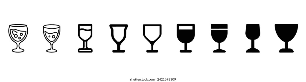 Glass of juice icon, Water glass icon vector set. Drink glass flat line icon