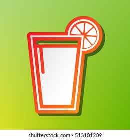 Glass of juice icons. Contrast icon with reddish stroke on green background.
