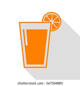 Glass of juice icons. Orange icon with flat style shadow path.