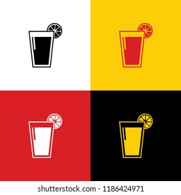 Glass of juice icons. Vector. Icons of german flag on corresponding colors as background.