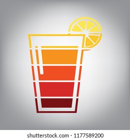 Glass of juice icons. Vector. Horizontally sliced icon with colors from sunny gradient in gray background.