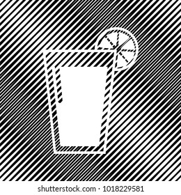 Glass of juice icons. Vector. Icon. Hole in moire background.
