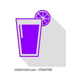 Glass of juice icons. Violet icon with flat style shadow path.