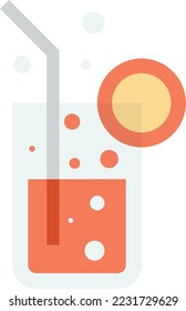 glass of juice with lemon illustration in minimal style isolated on background
