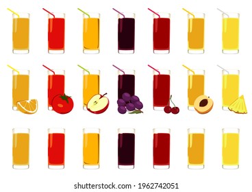 A glass of juice or lemonade, different fruit flavors