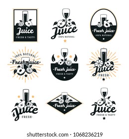 Glass of juice logo set. Vector illustration