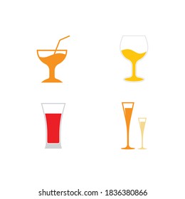 glass juice logo vector template design