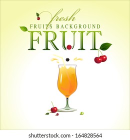 Glass of juice. Ripe fruit. Vector
