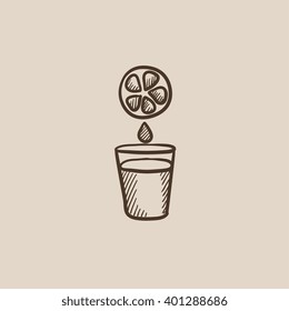 Glass of juice sketch icon.