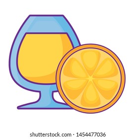 glass juice with slice orange