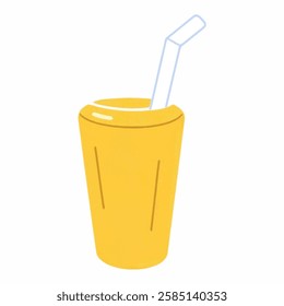 A Glass of Juice with a Straw, Refreshing and Playful Beverage Icon A cold glass of juice with a straw, bright and refreshing with a summery vibe.