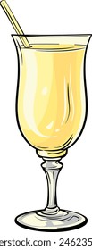 glass with juice and straw without background