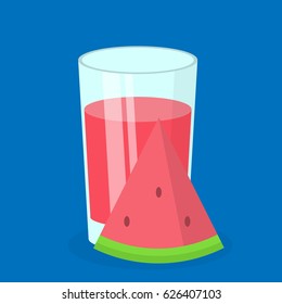 Glass of juice. Summer colorful design. Good for menu design. Vector illustration. Flat icon