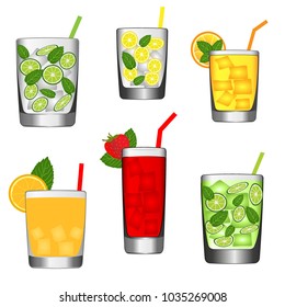 glass juice, various soft drinks
