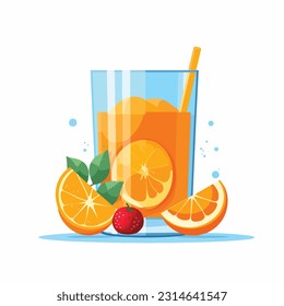 glass of juice vector flat 
 color white background